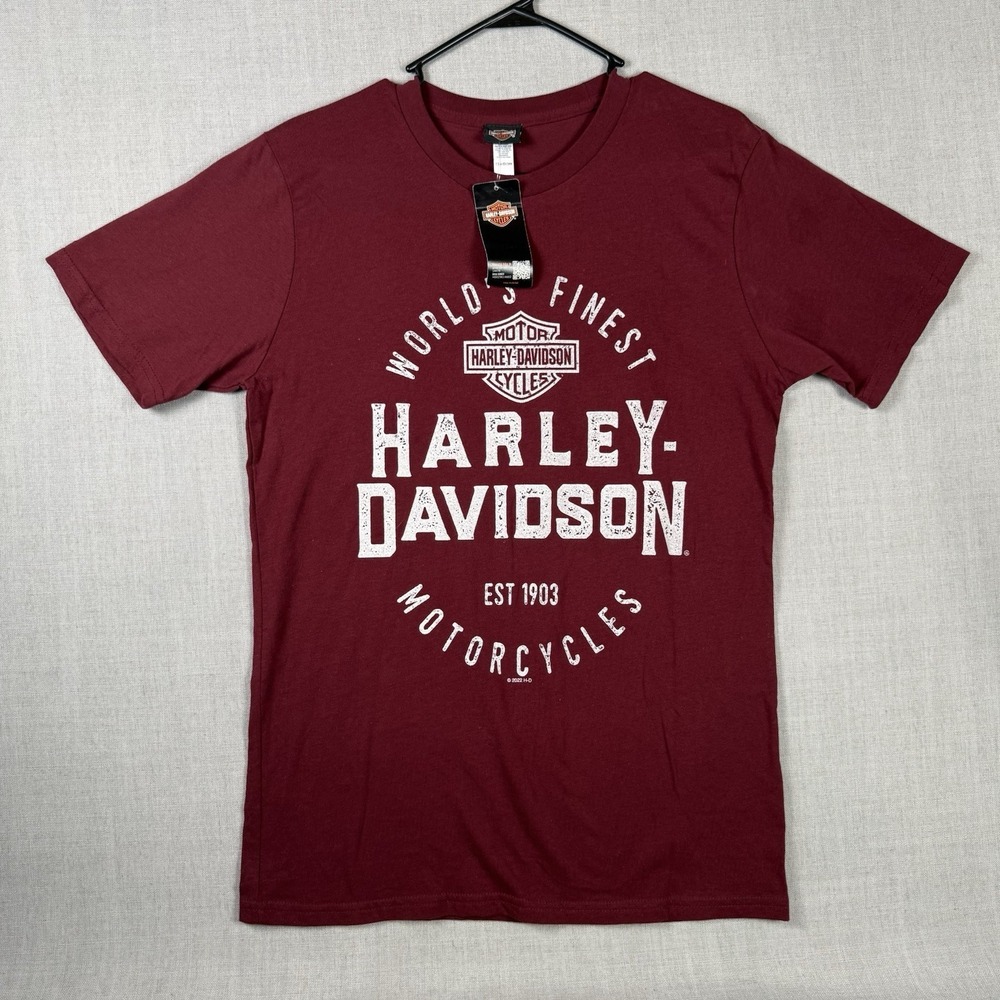 Harley Davidson Shirt Womens Size Medium Maroon Eagle Mid-America Columbia MO